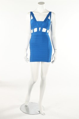 Lot 200 - An Herve Leger cobalt blue bandage dress,...