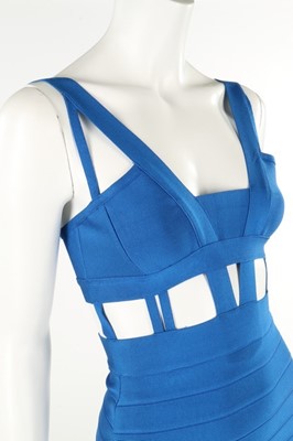 Lot 200 - An Herve Leger cobalt blue bandage dress,...