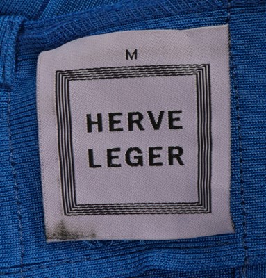 Lot 200 - An Herve Leger cobalt blue bandage dress,...