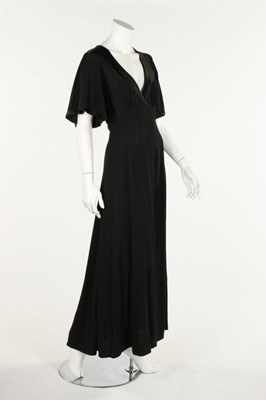 Lot 229 - An Ossie Clark black moss crepe and satin wrap...