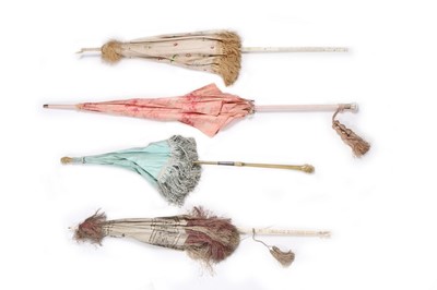 Lot 53 - Four parasols with silk canopies, 1850s-1910s,...