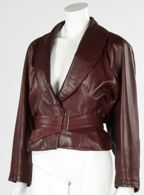 Lot 256 - An Azzedine Alaia brown leather jacket, 1980s,...