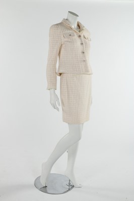 Lot 284 - A Chanel ivory and white lattice weave wool...