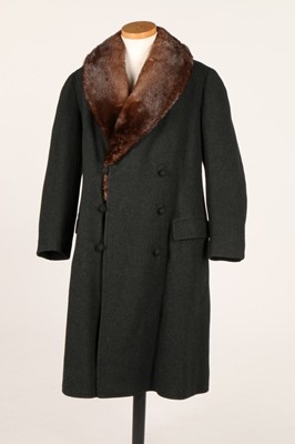 Lot 9 - A mink lined dark grey wool man's coat, 1920s,...