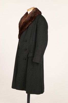 Lot 9 - A mink lined dark grey wool man's coat, 1920s,...