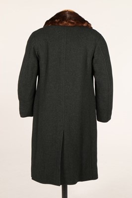 Lot 9 - A mink lined dark grey wool man's coat, 1920s,...