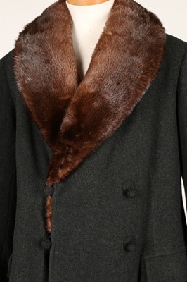 Lot 9 - A mink lined dark grey wool man's coat, 1920s,...