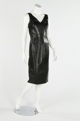 Lot 288 - A Christian Dior black leather cocktail dress,...