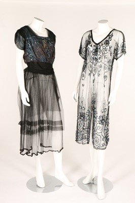 Lot 15 - A sequined tulle overdress, circa 1918-20,...