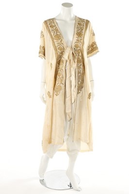 Lot 381 - A gold embroidered ivory silk tunic, Ottoman...