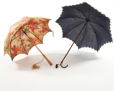 Lot 382 - Parasols, umbrellas and a walking stick,...