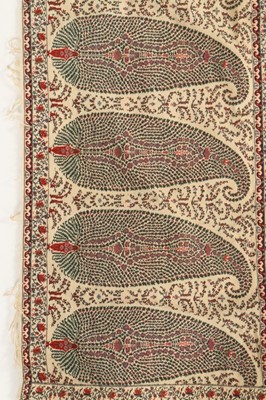 Lot 386 - Two woven woollen Norwich shawls circa 1820,...