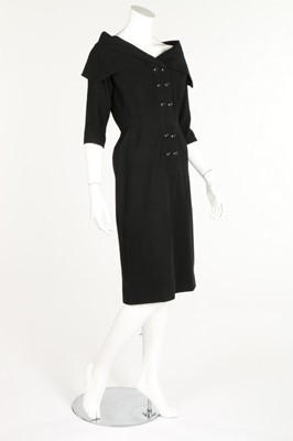 Lot 238 - A Suzanne Talbot black wool dinner dress,...