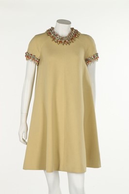 Lot 398 - A Fabiani couture yellow wool mini dress,...