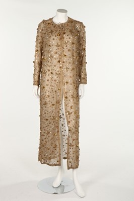 Lot 401 - An Italian couture beaded beige organza...