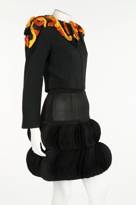 Lot 406 - A Valentino couture black silk crepe jacket...