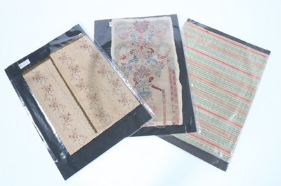 Lot 438 - Textile documents, mainly French brocaded...