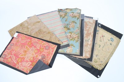 Lot 438 - Textile documents, mainly French brocaded...