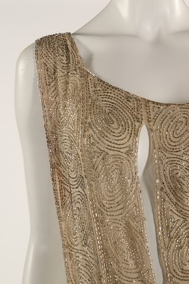 Lot 46 - Two beaded flapper evening tabard dresses,...