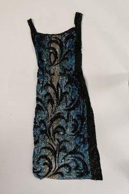 Lot 46 - Two beaded flapper evening tabard dresses,...