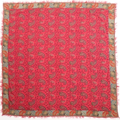 Lot 310 - A Norwich shawl, circa 1830-40, the deep pink...