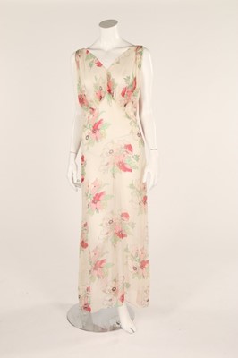 Lot 56 - Two full-length chiffon garden party dresses,...