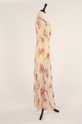 Lot 56 - Two full-length chiffon garden party dresses,...