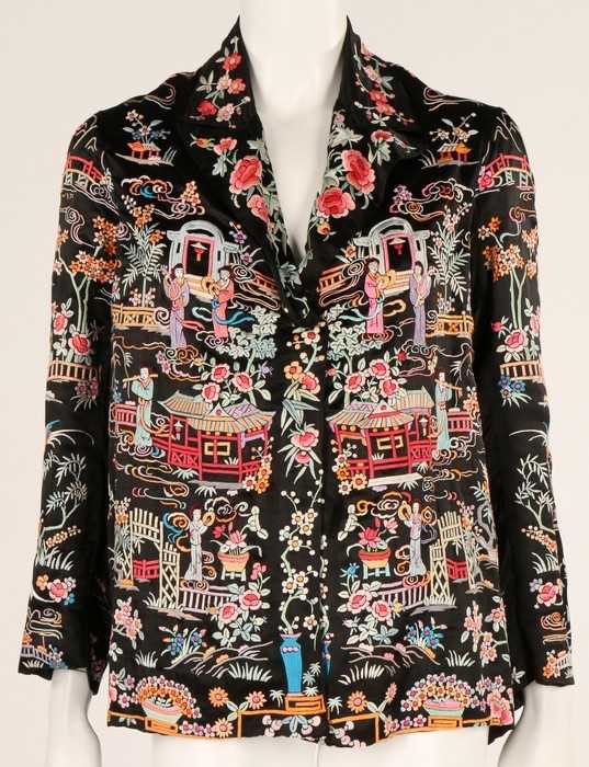 Lot 57 - A Chinese silk jacket, 1930s, embroidered with...