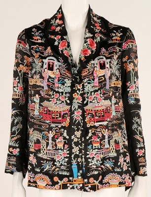 Lot 57 - A Chinese silk jacket, 1930s, embroidered with...