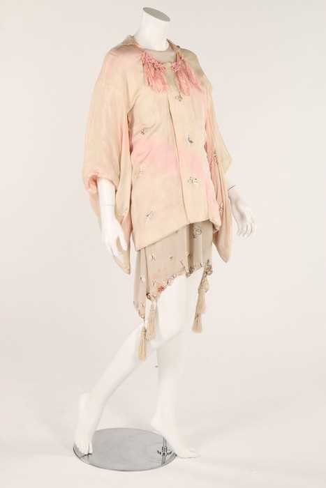 PRE-ORDER – Beige Butterfly Embroidered Washable Silk Slip Dress main image 1