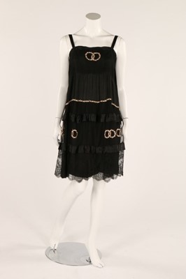 Lot 65 - A black tulle nightdress, 1920s, the skirt...