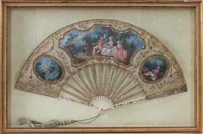 Lot 56 - A framed and mounted fan, French or Italian,...