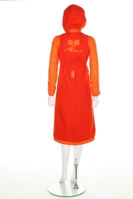 Lot 148 - A Courrges reversible orange faux sheepskin...