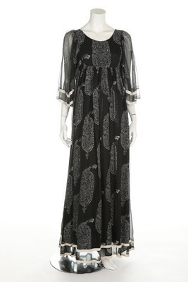 Lot 123 - A Thea Porter printed black chiffon smock...