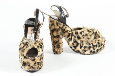 Lot 151 - A pair of Granny Takes a Trip faux leopard fur...