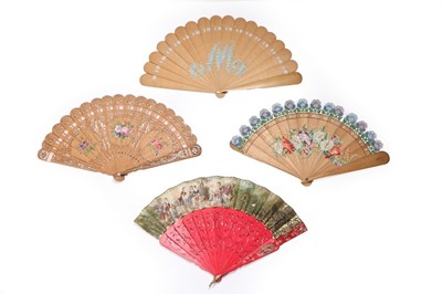 Lot 63 - A group of fans, mainly 1840-1900, eleven...