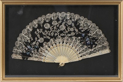 Lot 64 - Ten fans, mainly 1850-1900, including a framed...