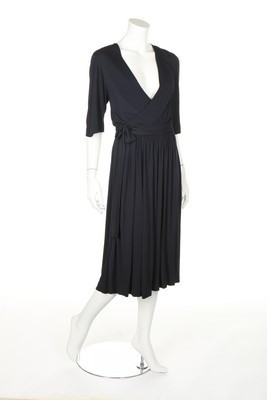 Lot 116 - A Madame Grs couture navy jersey dinner dress,...