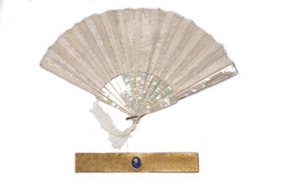 Lot 65 - Three Brussels lace bridal fans, circa 1880,...