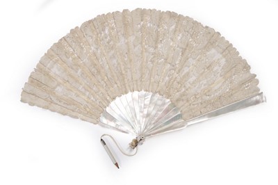 Lot 65 - Three Brussels lace bridal fans, circa 1880,...