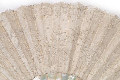 Lot 65 - Three Brussels lace bridal fans, circa 1880,...
