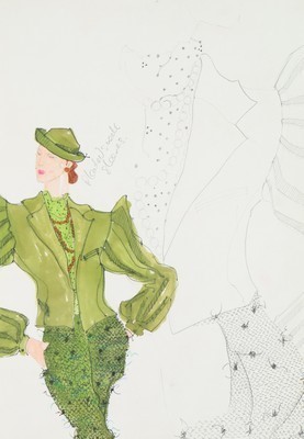 Lot 264 - Two John Galliano fashion sketches, circa 1982,...