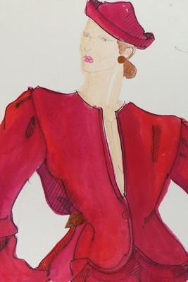 Lot 264 - Two John Galliano fashion sketches, circa 1982,...