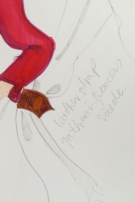 Lot 264 - Two John Galliano fashion sketches, circa 1982,...
