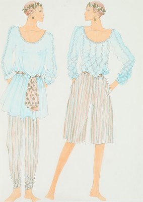 Lot 266 - Two John Galliano fashion sketches 'Summer...