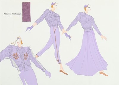 Lot 273 - Three John Galliano fashion sketches 'Knitwear...