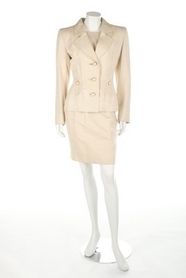 Lot 284 - An Yves Saint Laurent couture ivory slubbed...