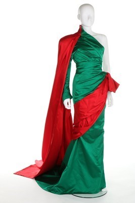 Lot 279 - A Thierry Mugler green and red satin evening...