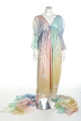 Lot 280 - A Thierry Mugler rainbow chiffon sequined...