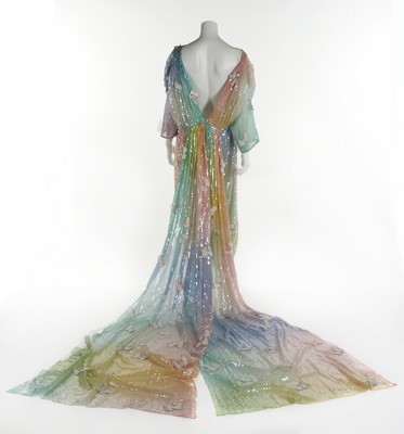 Lot 280 - A Thierry Mugler rainbow chiffon sequined...